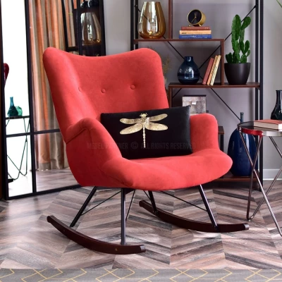 Houpací křeslo ENAS - oranžové / černé / ořech