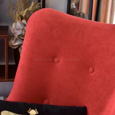 Houpací křeslo ENAS - oranžové / černé / ořech