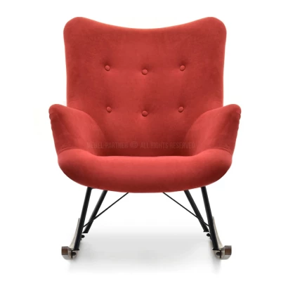 Houpací křeslo ENAS - oranžové / černé / ořech