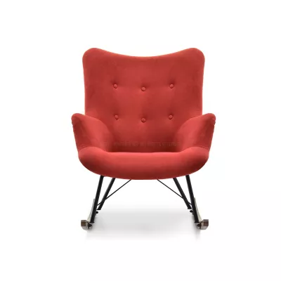 Houpací křeslo ENAS - oranžové / černé / ořech