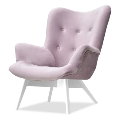 Křeslo ušák AMRO - liliové / bílé