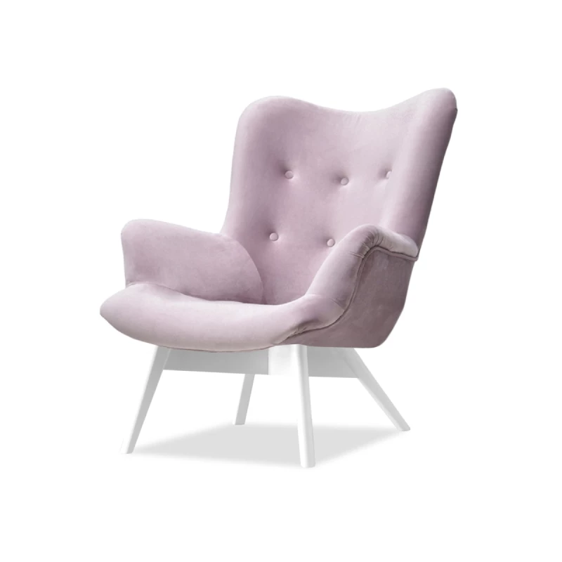 Křeslo ušák AMRO - liliové / bílé
