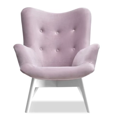 Křeslo ušák AMRO - liliové / bílé