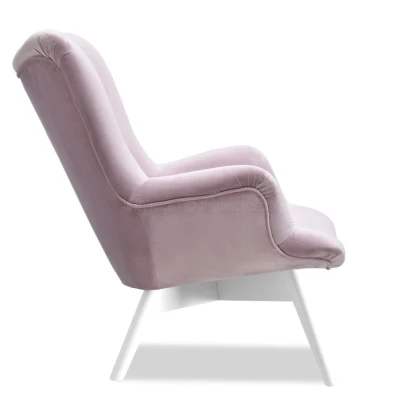 Křeslo ušák AMRO - liliové / bílé