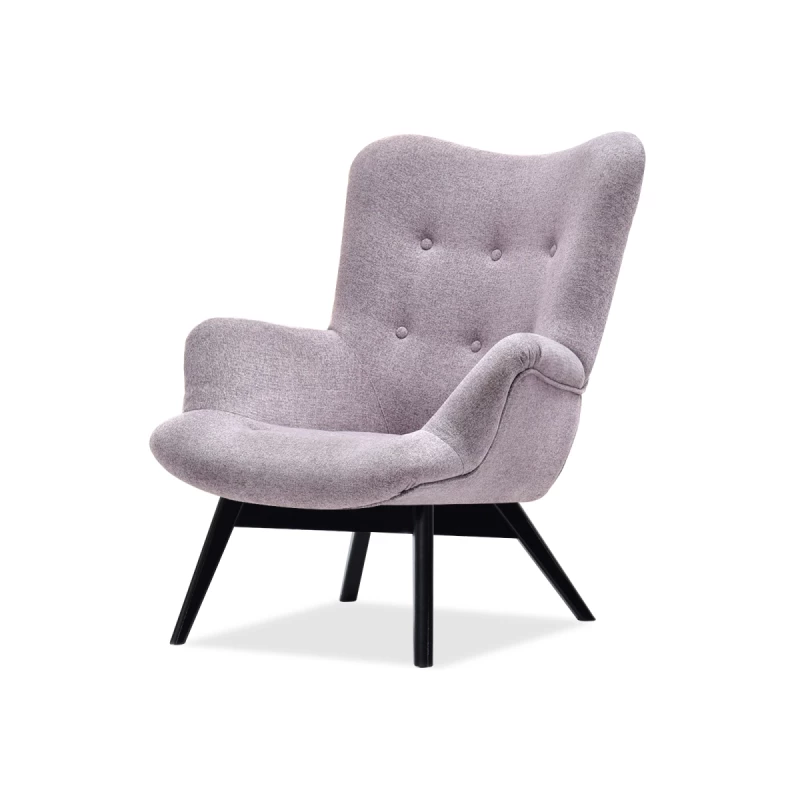 Křeslo ušák AMRO - pudrově růžové / černé