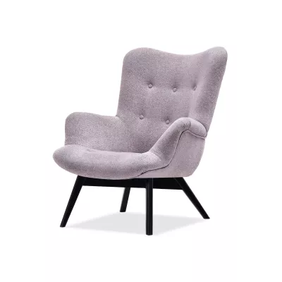 Křeslo ušák AMRO - pudrově růžové / černé