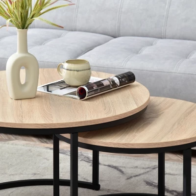 Set konferenčních stolků URVIN - dub sonoma / černý