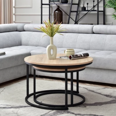 Set konferenčních stolků URVIN - dub sonoma / černý