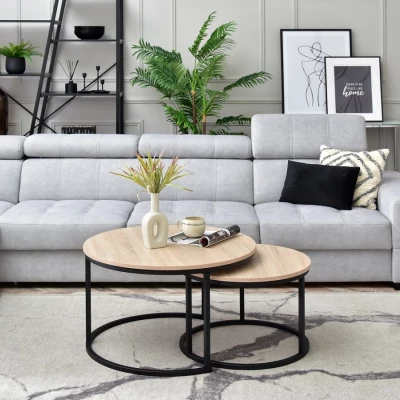 Set konferenčních stolků URVIN - dub sonoma / černý