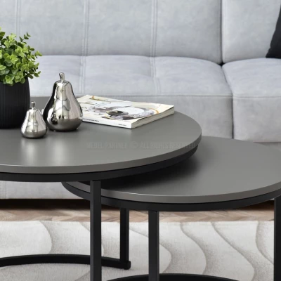 Set konferenčních stolků URVIN - šedý grafit / černý