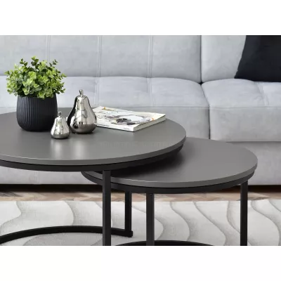 Set konferenčních stolků URVIN - šedý grafit / černý