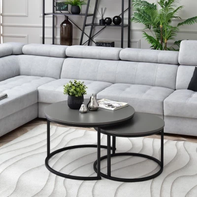 Set konferenčních stolků URVIN - šedý grafit / černý