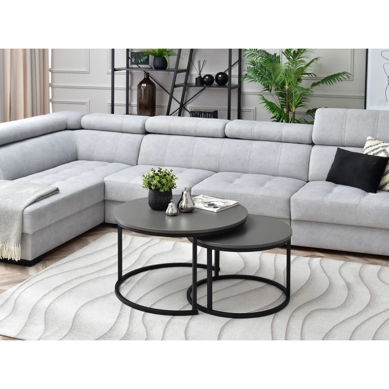 Set konferenčních stolků URVIN - šedý grafit / černý