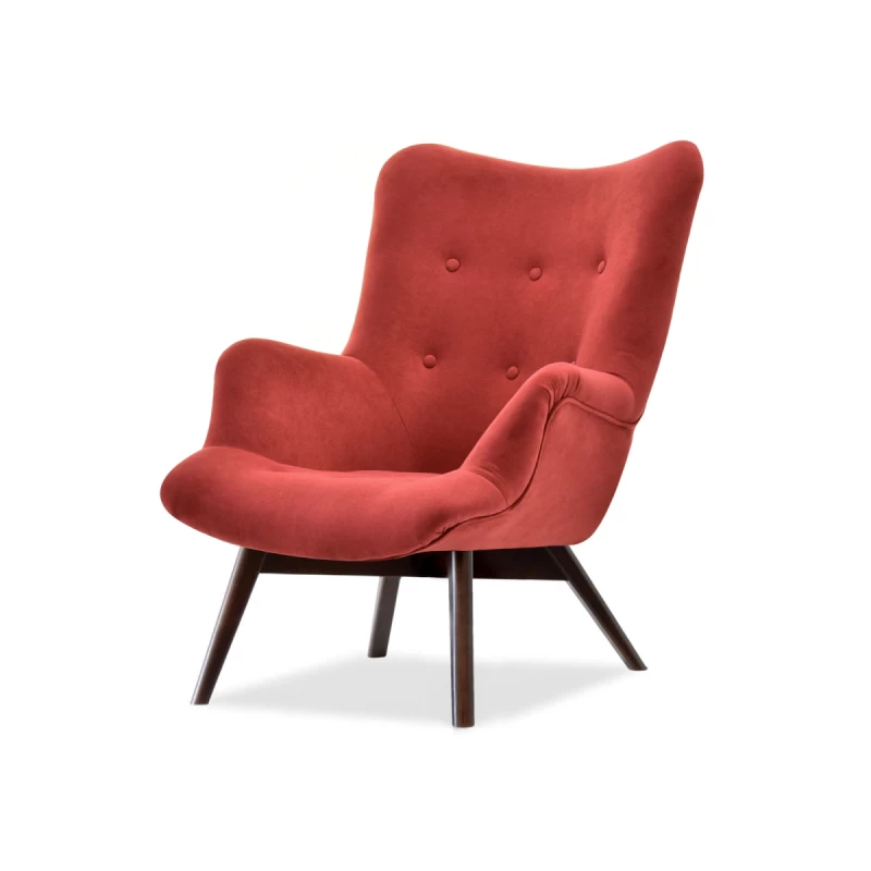 Křeslo ušák AMRO - oranžové / ořech