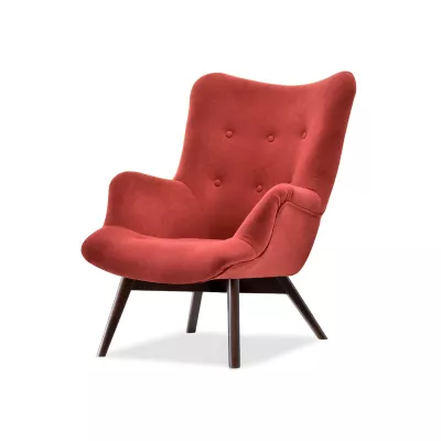 Křeslo ušák AMRO - oranžové / ořech