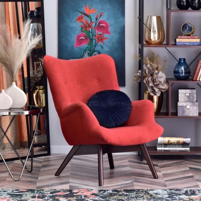 Křeslo ušák AMRO - oranžové / ořech