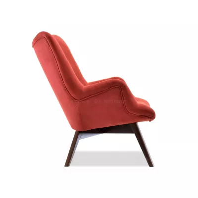 Křeslo ušák AMRO - oranžové / ořech