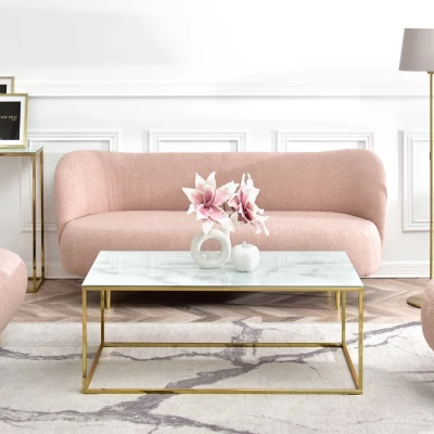 Obdélníkový konferenční stolek JENAR - bílý mramor / zlatý