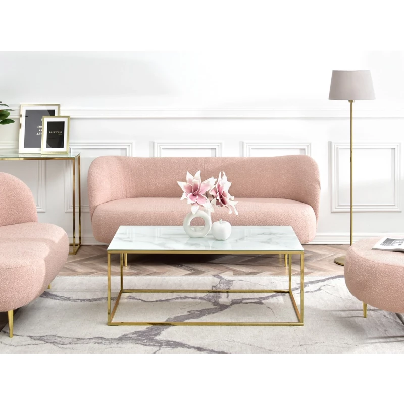 Obdélníkový konferenční stolek JENAR - bílý mramor / zlatý