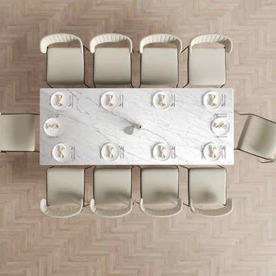 Rozkládací jídelní stůl 180(240) WAHI - bílý mramor / černý