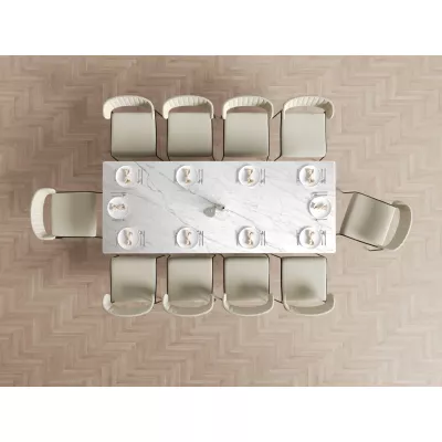 Rozkládací jídelní stůl 180(240) WAHI - bílý mramor / černý