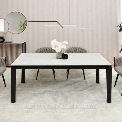 Rozkládací jídelní stůl 180(240) WAHI - bílý mramor / černý