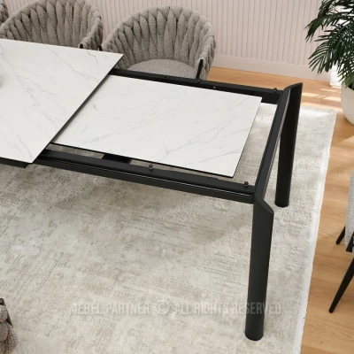 Rozkládací jídelní stůl 180(240) WAHI - bílý mramor / černý