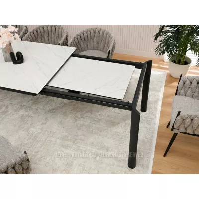 Rozkládací jídelní stůl 180(240) WAHI - bílý mramor / černý