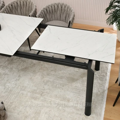 Rozkládací jídelní stůl 180(240) WAHI - bílý mramor / černý