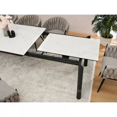 Rozkládací jídelní stůl 180(240) WAHI - bílý mramor / černý