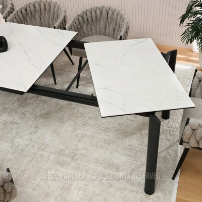 Rozkládací jídelní stůl 180(240) WAHI - bílý mramor / černý
