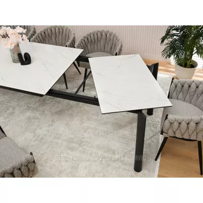 Rozkládací jídelní stůl 180(240) WAHI - bílý mramor / černý