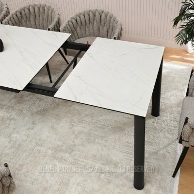 Rozkládací jídelní stůl 180(240) WAHI - bílý mramor / černý