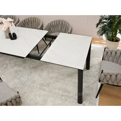Rozkládací jídelní stůl 180(240) WAHI - bílý mramor / černý