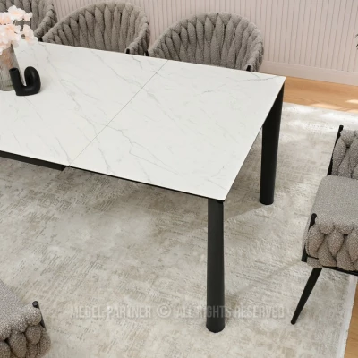 Rozkládací jídelní stůl 180(240) WAHI - bílý mramor / černý