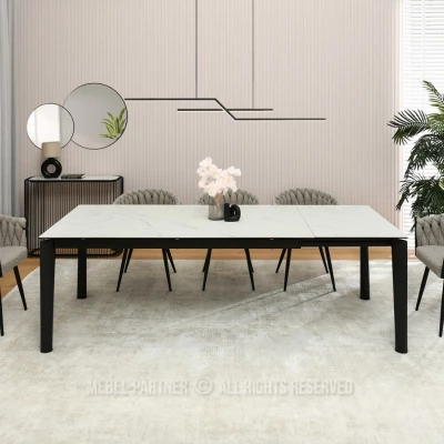 Rozkládací jídelní stůl 180(240) WAHI - bílý mramor / černý