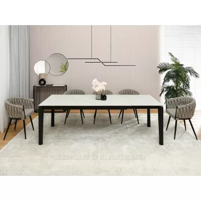 Rozkládací jídelní stůl 180(240) WAHI - bílý mramor / černý