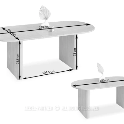 Rozkládací jídelní stůl 180(220)x90 CENDRY - dub