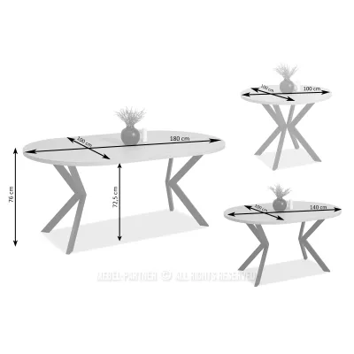 Designový rozkládací stůl 100(180)x100 ANCEL - dub kamenný / černý
