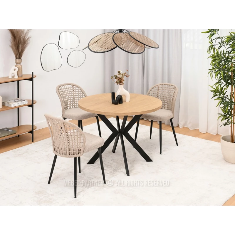 Designový rozkládací stůl 100(180)x100 ANCEL - dub kamenný / černý