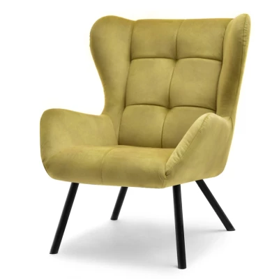 Křeslo ušák DAVOR - olivové / černé