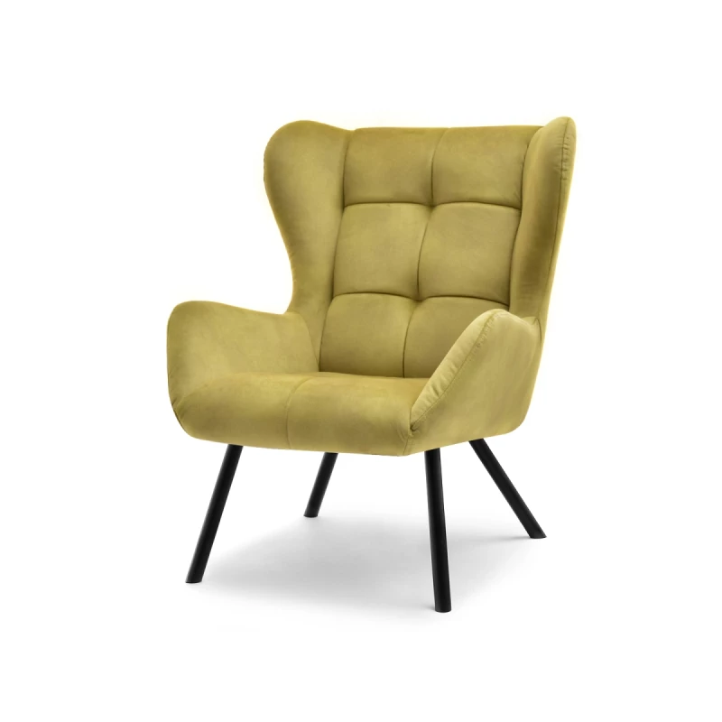 Křeslo ušák DAVOR - olivové / černé