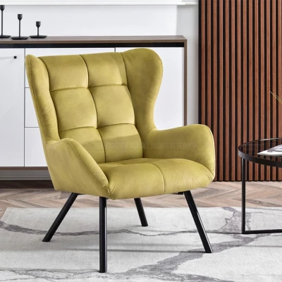 Křeslo ušák DAVOR - olivové / černé