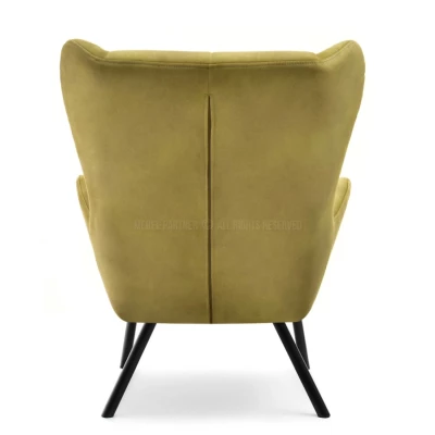 Křeslo ušák DAVOR - olivové / černé