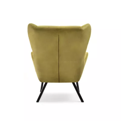 Křeslo ušák DAVOR - olivové / černé