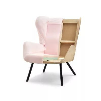 Křeslo ušák DAVOR - olivové / černé