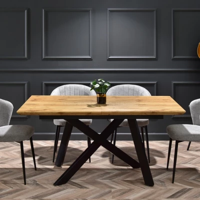 Rozkládací jídelní stůl 160(200)x90 NOSLEN - dub / černý