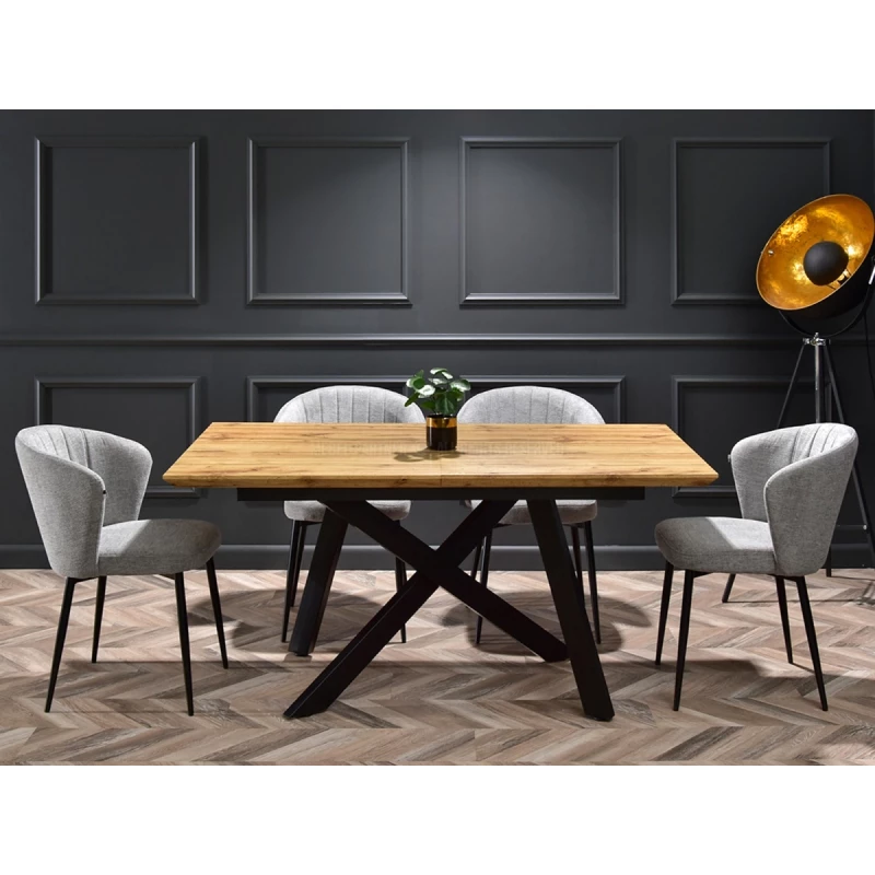 Rozkládací jídelní stůl 160(200)x90 NOSLEN - dub / černý