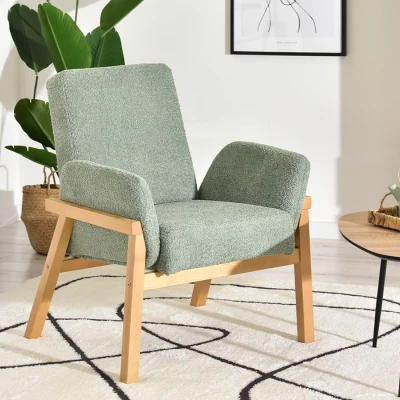 Čalouněné křeslo EMERY - mátové / dub