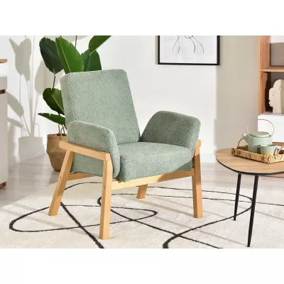 Čalouněné křeslo EMERY - mátové / dub